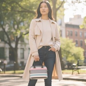 Really cute white colorful striped purse!